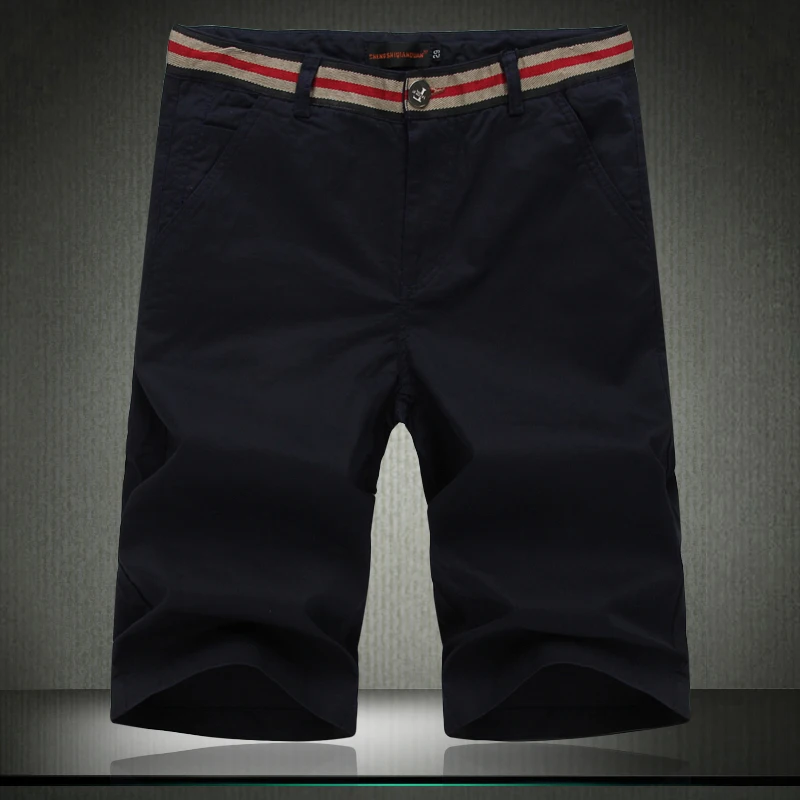 Мужские хлопковые шорты с поясом повседневные пляжные контрастных цветов белого