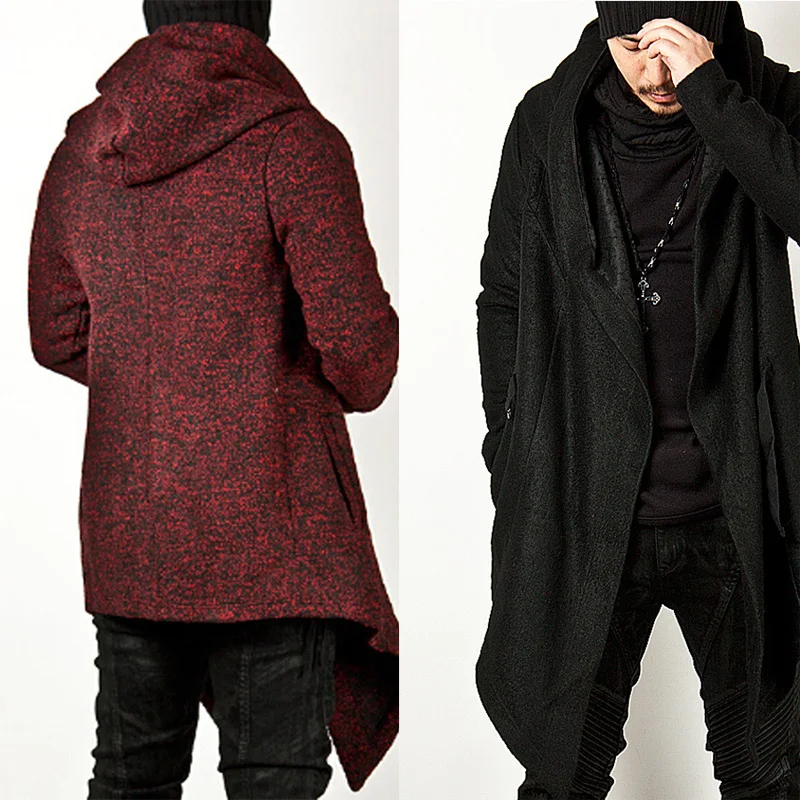 Авангардная Мужская модная верхняя одежда 3XL 4XL накидка с капюшоном пальто