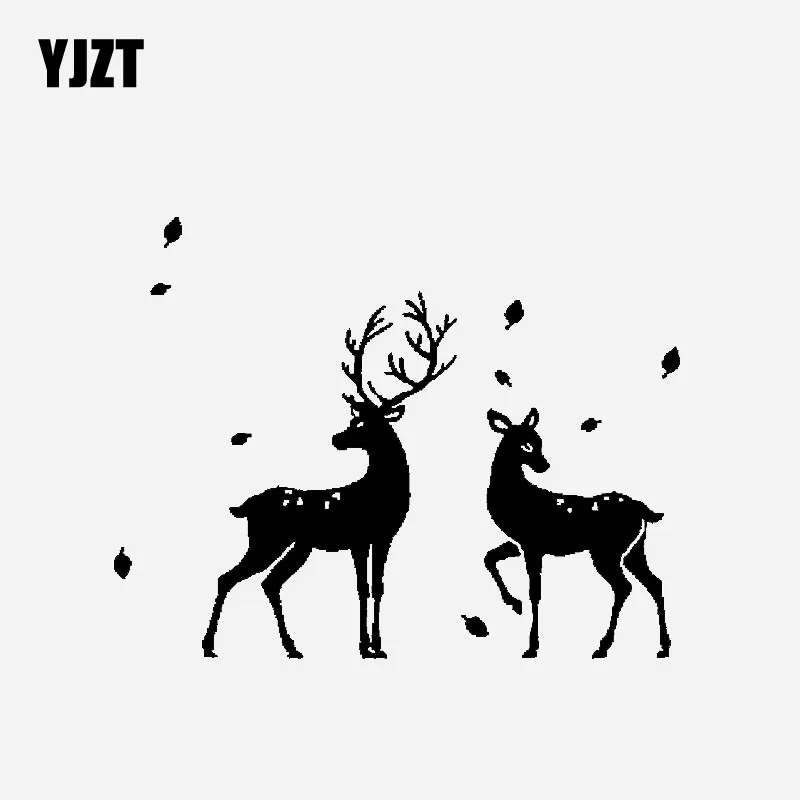 

YJZT 18.7CM*14.6CM Car Sticker Creative Christmas Elk Vinyl Decal Black/Silver C23-0070