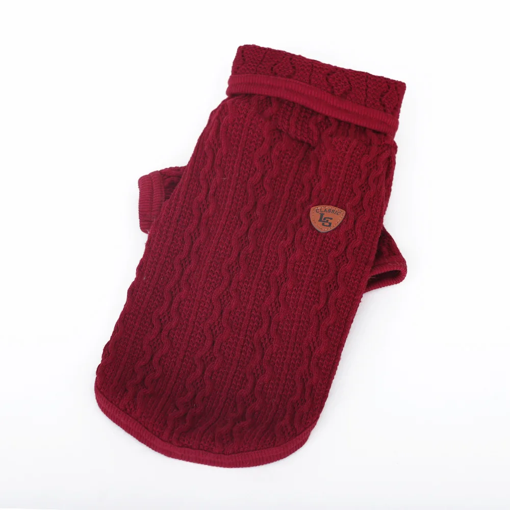 Высокий воротник шерстяной свитер для домашних животных зимняя теплая одежда с