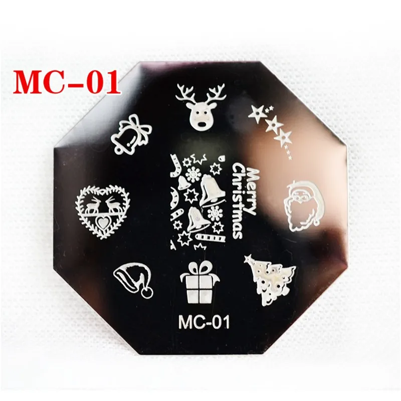 1 ШТ. Новогодняя Тема Ногтей Штамповки Пластин Из Нержавеющей Стали Xmas Снежинка