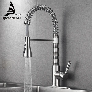 Смесители для кухни Матовый никель смесители для кухонной раковины одинарный выдвижной пружинный излив смесители кран для горячей и холодной воды 866015