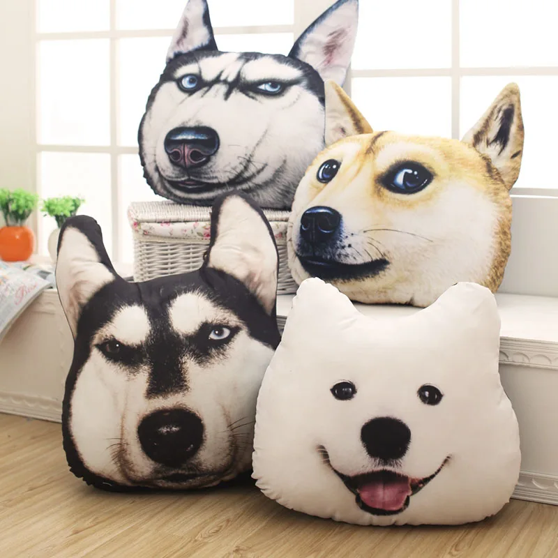 

Nooer 40-50cm Simulation Cotton Cloth Husky Shiba Inu Dog Head Cotton Sofa Pillow Kids Children Toys Birthday Christmas Gift