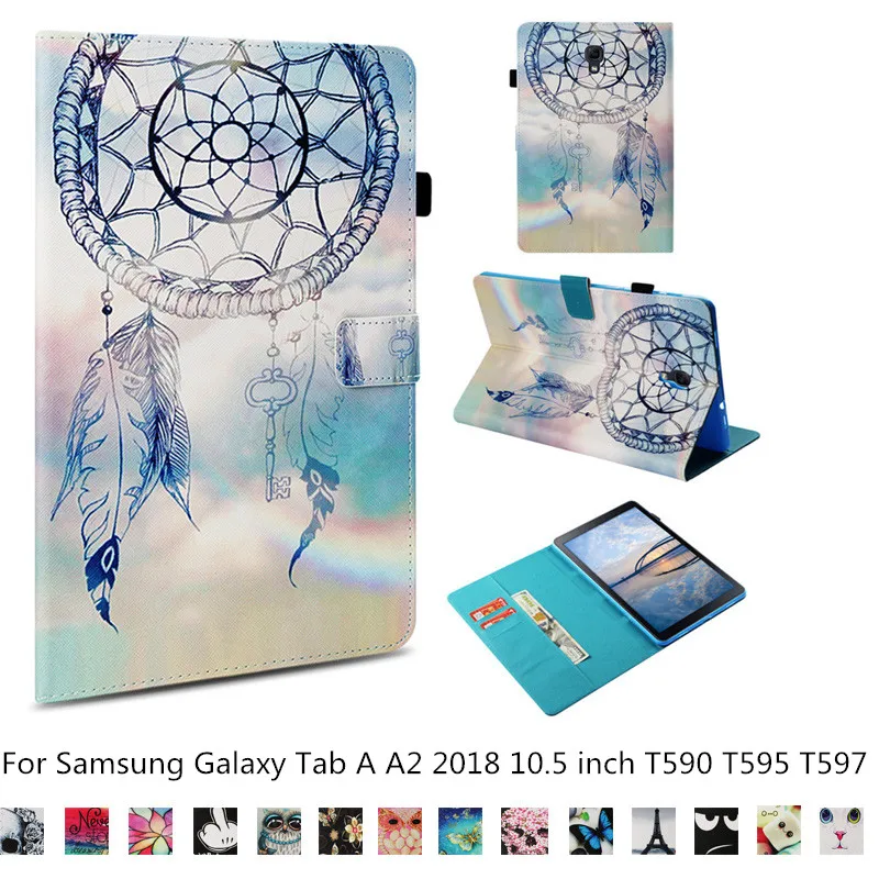 

Чехол из искусственной кожи для планшета Samsung Galaxy Tab A 10,5 T590 T595, защитный чехол с милым рисунком башни, медведя, бабочки, совы + ручка