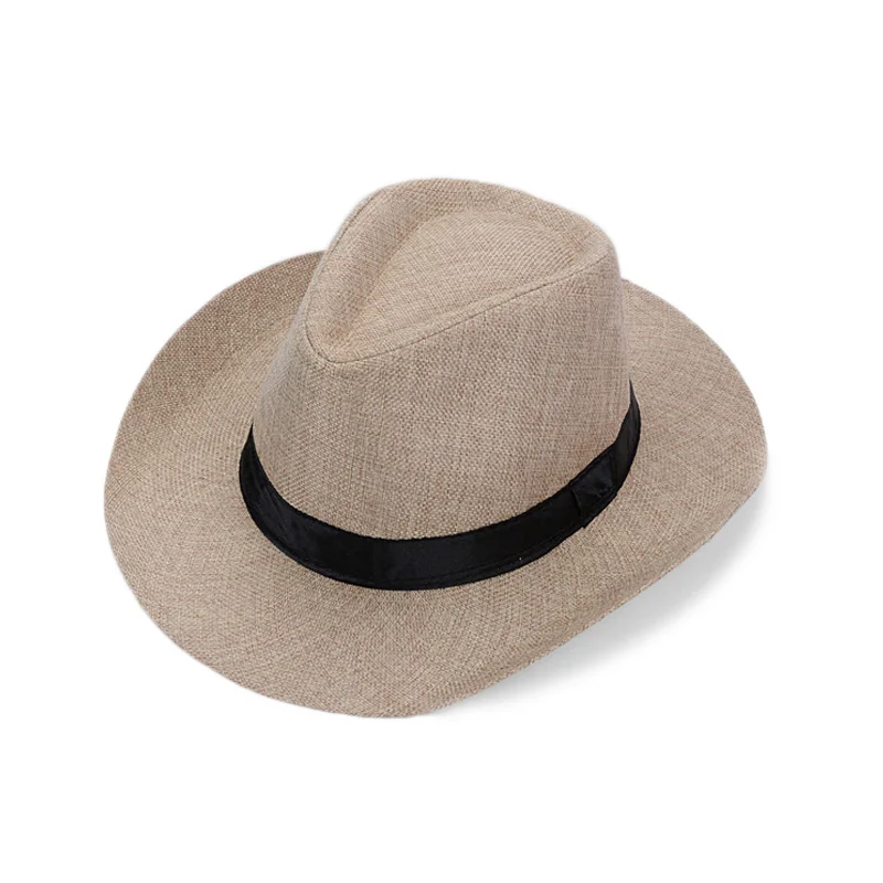 Khaki Summer panama Летняя Панама шляпа Для мужчин льняное солнце шляпа пляжные шляпы с широкими полями Кепки мужской шляпы мягкая фетровая шляпа Панама джазовая, шляпа Hombre Панама сомбреро Chapeu YY17175 - Цвет: Khaki Summer panama