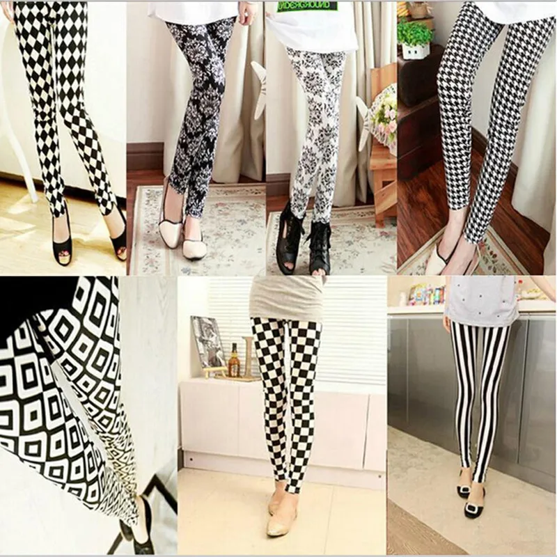 

VIIANLES Woman Floral Houndstooth Print Legging push up Milk Silk High Elastic Casual Trousers Fitness Leggins Work Out Leggings