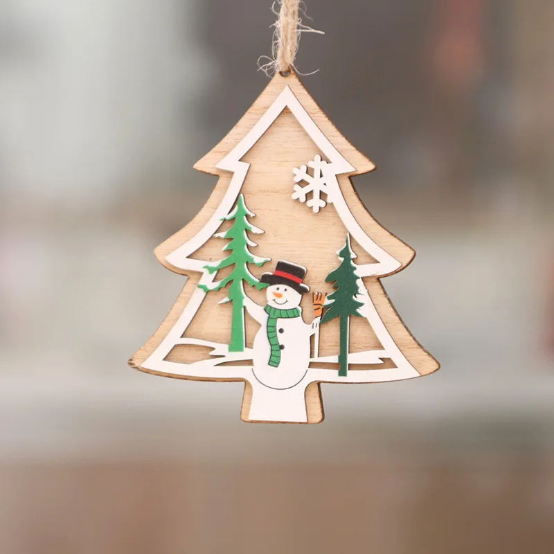 1Pcs Christmas Star Wooden Pendants Ornaments Xmas Tree Ornament DIY Wood Crafts Kids Gift for Home Party Decorations | Дом и сад