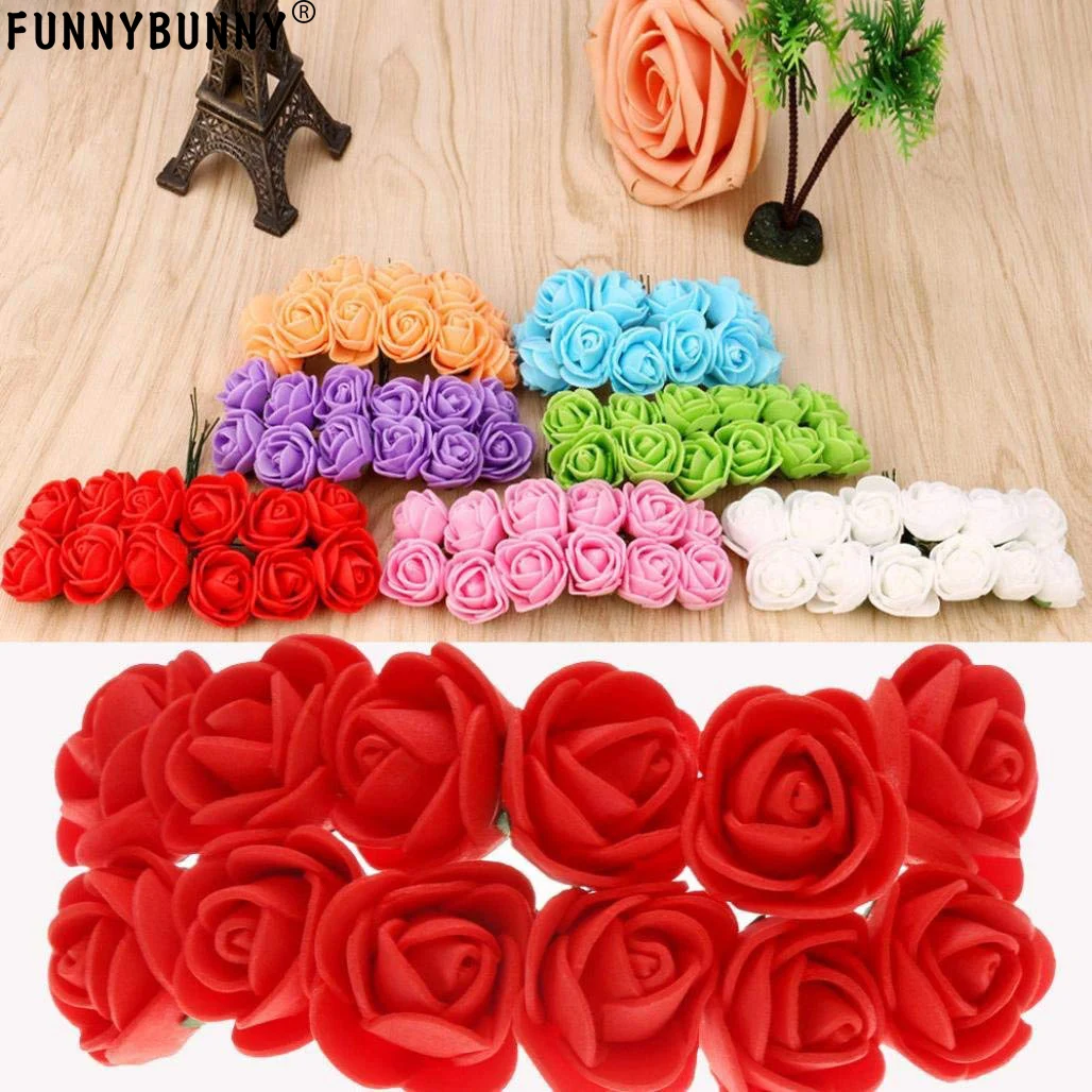FUNNYBUNNY 12 шт./лот Мини роза искусственный цветок Пена Цветок DIY цветок шар головной убор в форме гирлянды свадебные украшения Свадебные цветы