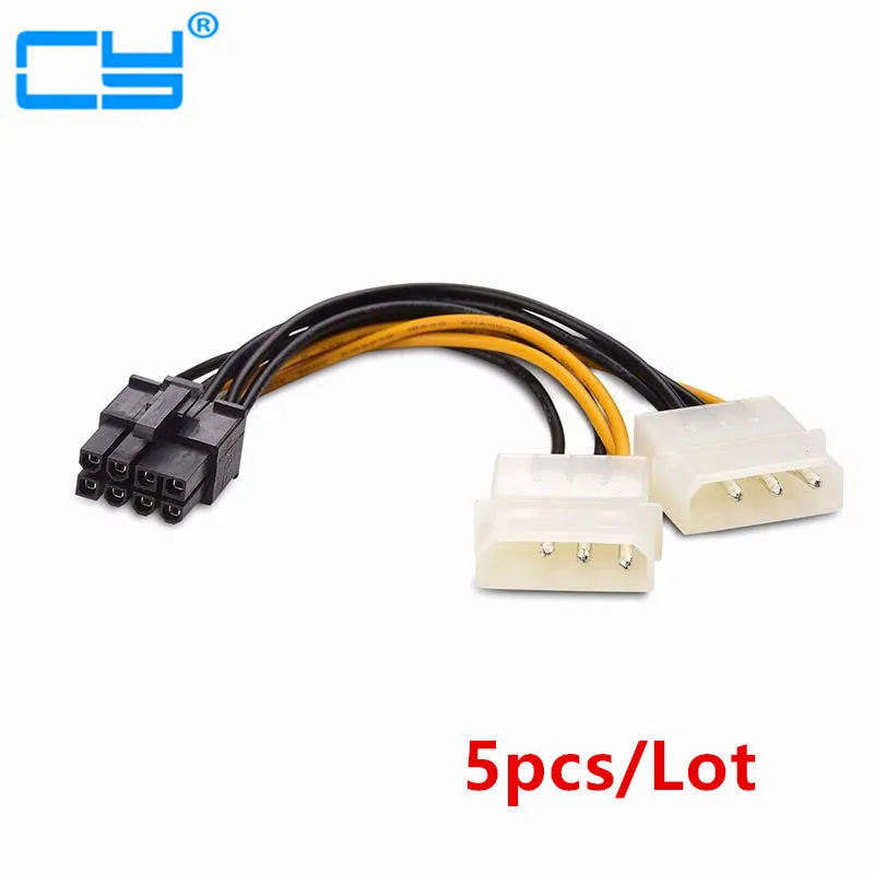 

15 см 5 шт./лот 8 Pin PCI Express Male To Dual LP4 4Pin Molex IDE PCI-E Графический кабель питания для видеокарты