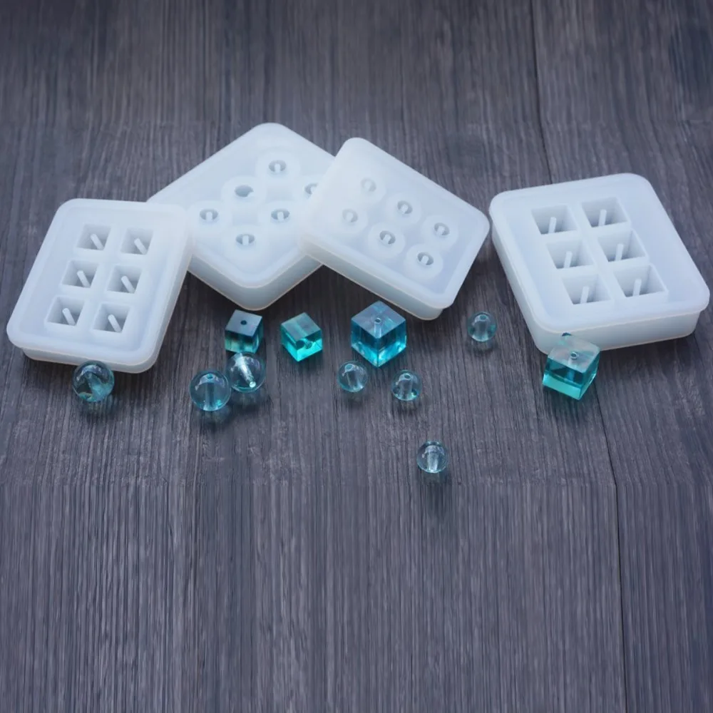 

1PC Bead Silicone Mold With Holes Pendant Resin Mould Crystal Geometric Ornament Resin Jewelry DIY Craft Tool