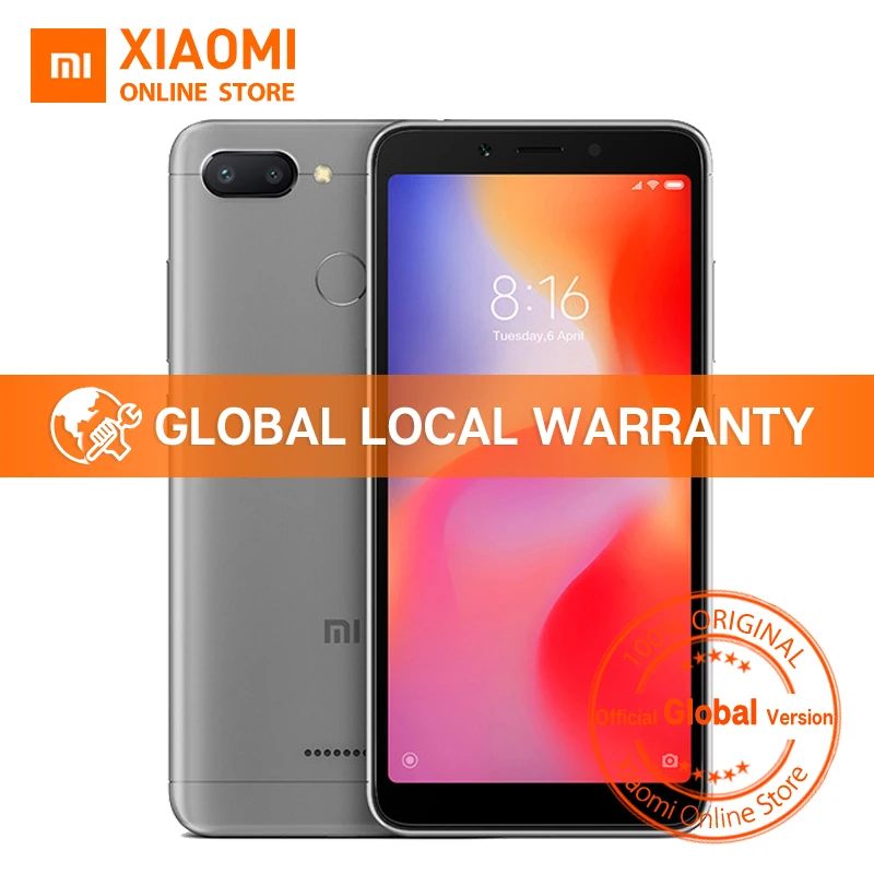 Глобальная версия Xiaomi Redmi 6 MTK Helio P22 Восьмиядерный 3 ГБ 32 5 45 &quot18:9 полный экран 12MP +