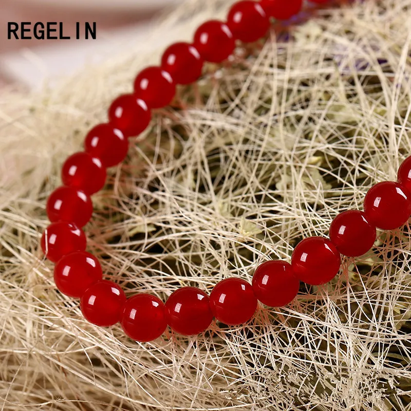 REGELIN бусины из натурального камня 4/6/8/10/12/14 мм Круглый Красный Кристалл кварц