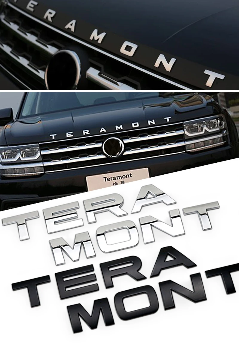

1 piece Metal 3D Car Engine Cover Emblem Decal for Volkswagen Teramont Gold Sticker Badge Black Decal Auto Car Head Accessories