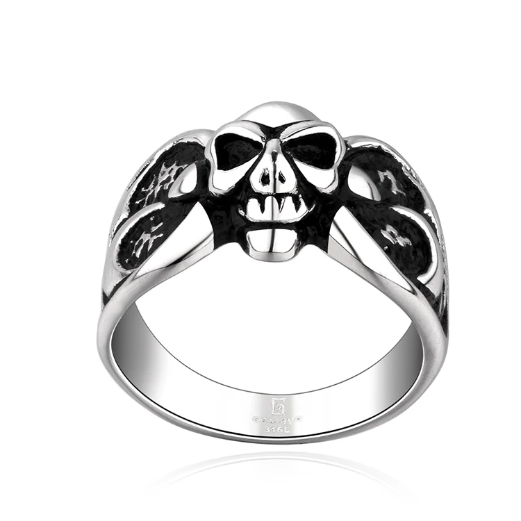 High Quality Gothic Biker Ring for Men European Punk Style Skull Stainless Steel Made Party Fashion Jewelry R009 | Кольца