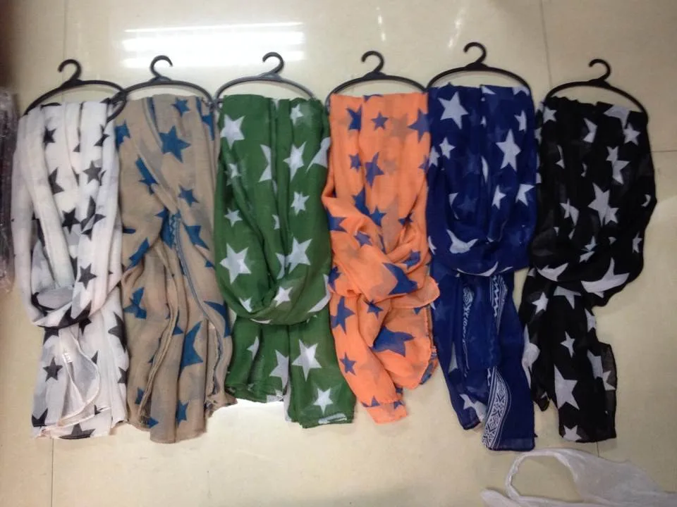

Fashion Star Print Stripe Side Scarf Women Shawl Star Scraves 180*100cm Free Shipping