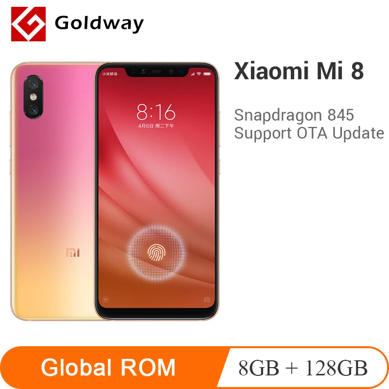 Смартфон Xiaomi Mi 8 Гб ОЗУ 128 ПЗУ Восьмиядерный процессор Snapdragon 845 отпечаток пальца