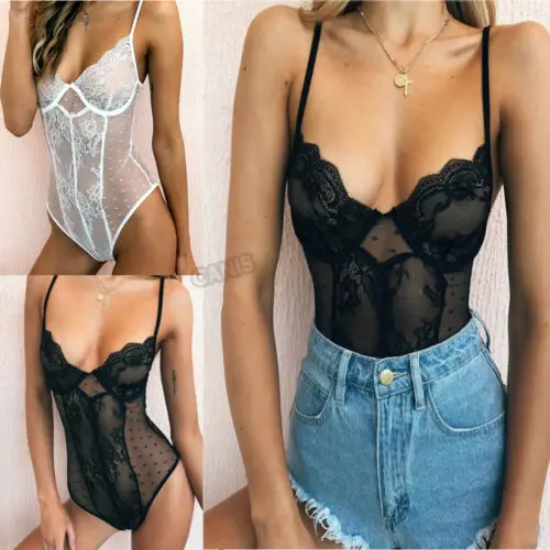 HIRIGIN женское сексуальное нижнее белье Тедди Babydoll пуш ап Кружевное боди стринги