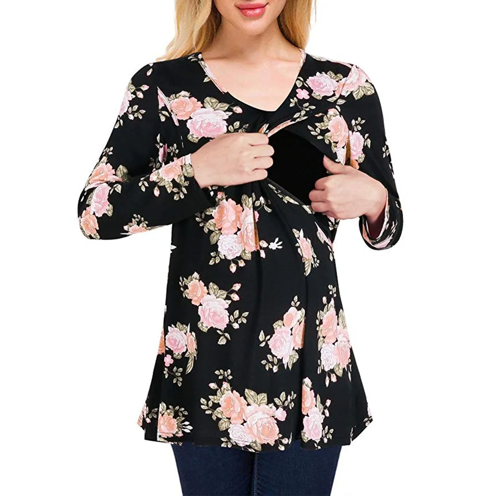 Женская рубашка ropa de mujer Одежда для беременных мам полосатые футболки с длинными