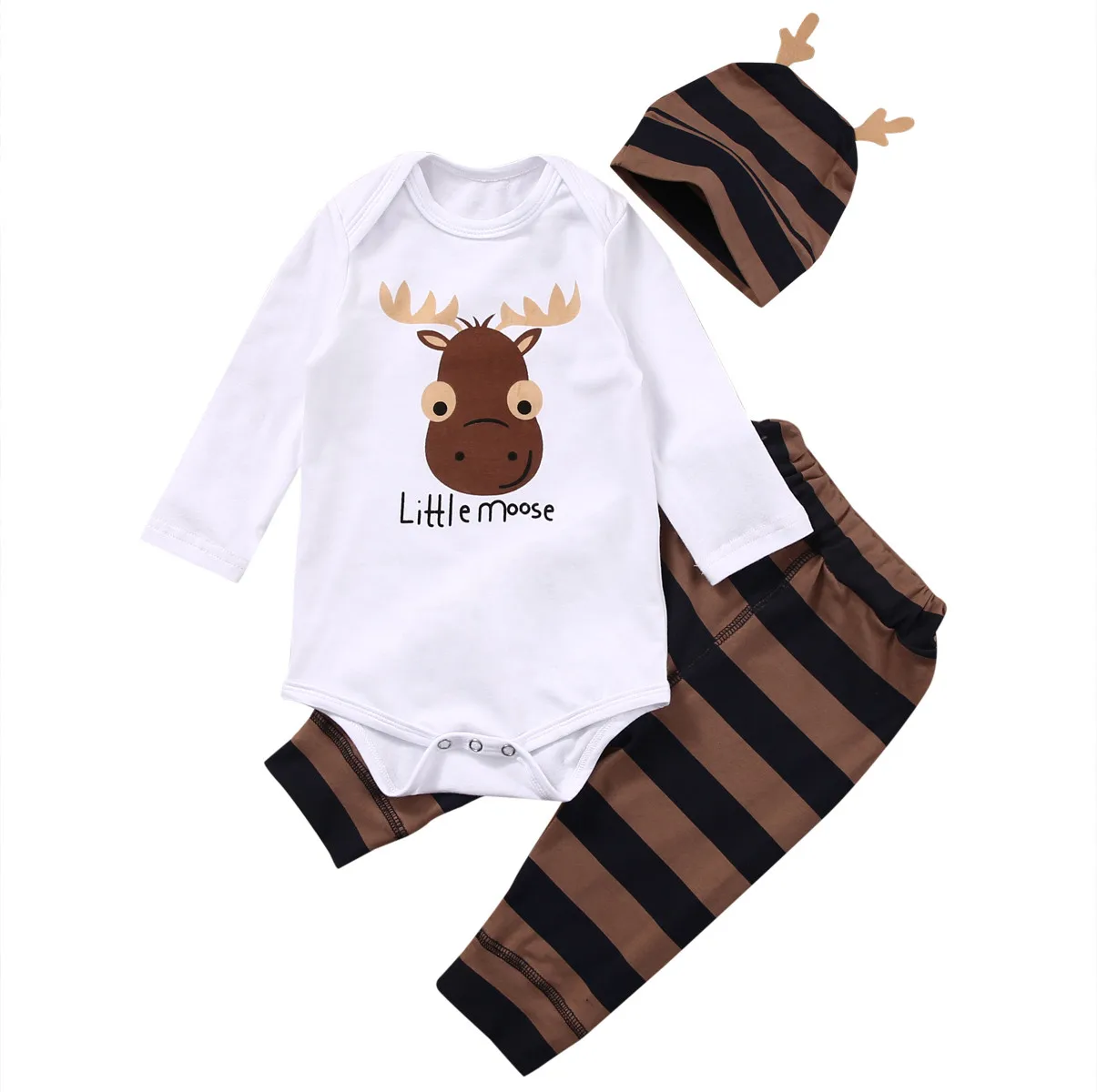 Baby Boys Clothing Sets Xmas Little Newborn Boy Girls Clothes Long Sleeve Romper Jumpsuit Pants +hat Outfits | Детская одежда и