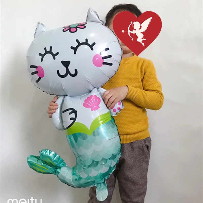 Новый 80*45 см кошка рыбы Русалка фольгированные шары День рождения Baby shower