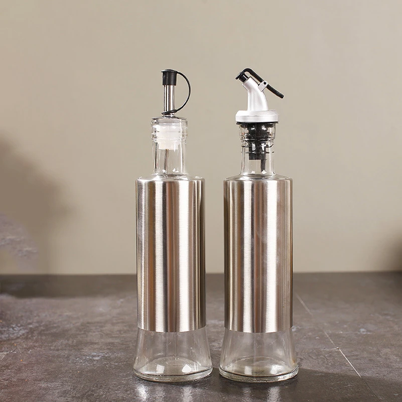 Кухонная Стеклянная бутыль для масла из нержавеющей стали Герметичный уксус