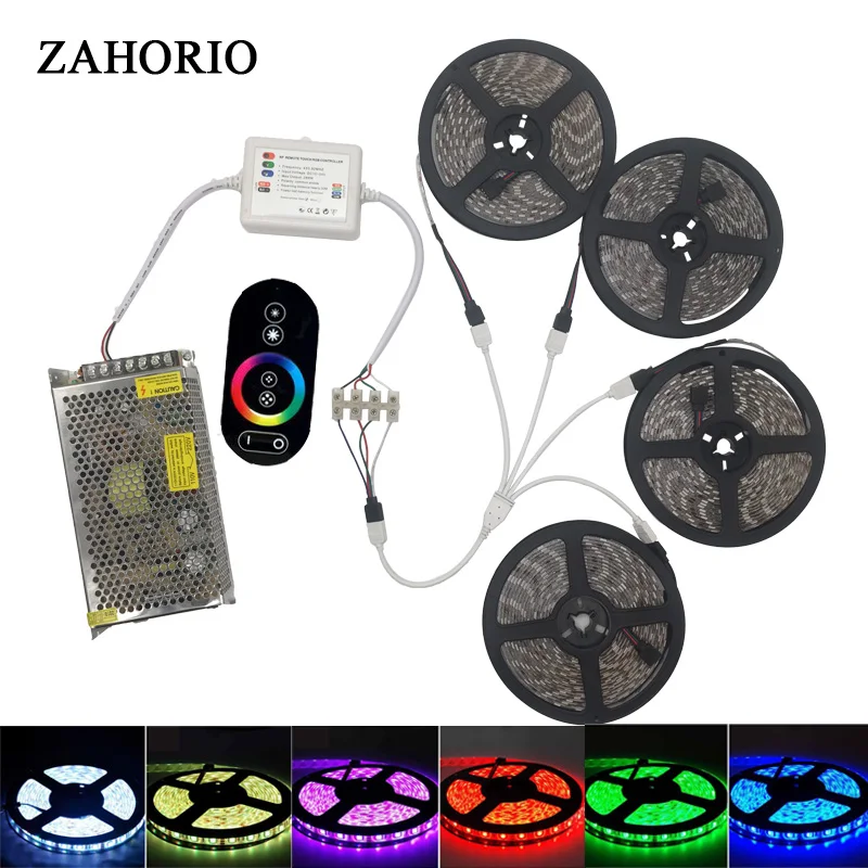 SMD 5050 RGB Светодиодная лента 12 В 15 м 20 10 5 fita de Led tapeRF сенсорный пульт дистанционного