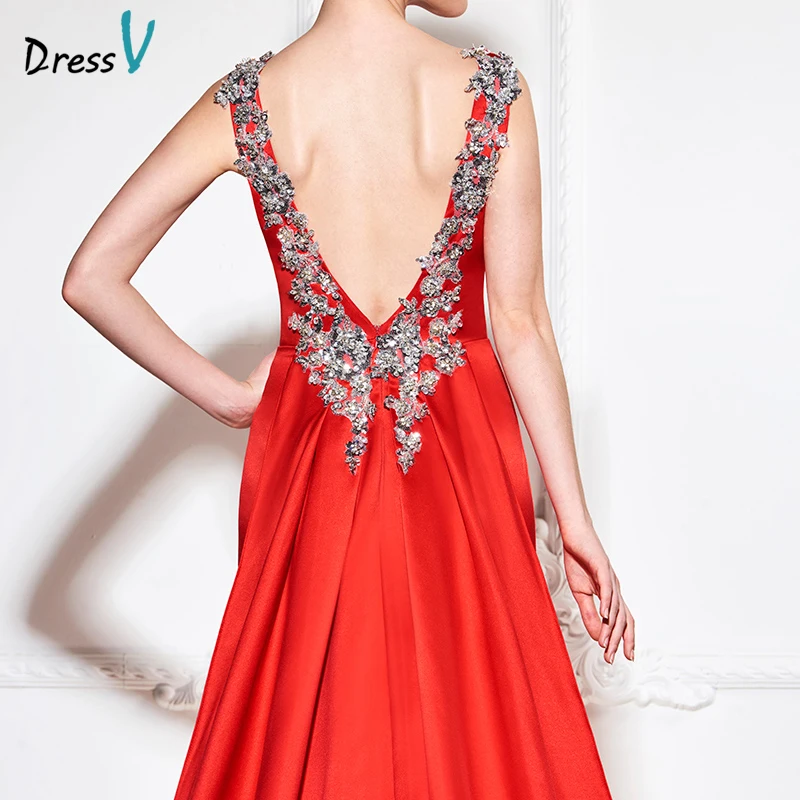 Dressv 2017 вечернее платье без рукавов с бисером Длинное Элегантное красное