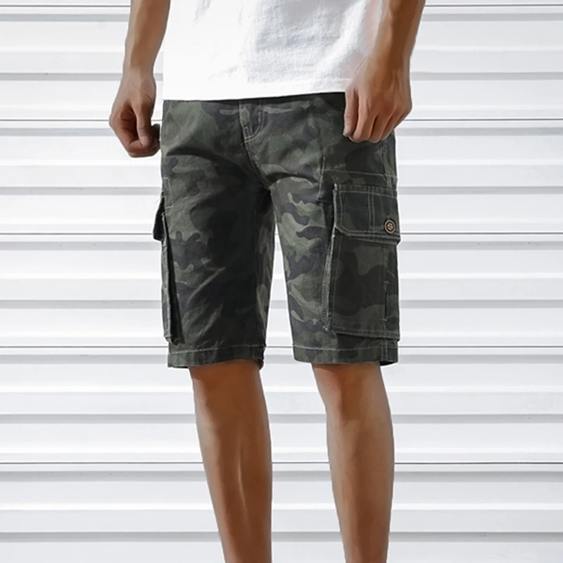 Adisputent Men Camouflage Cargo Shorts Cotton Mulit Pockets Loose Casual Short Pants Summer Beach Board Camo Clothing | Мужская одежда