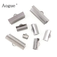 5 sizes stainless steel fastener clasps fitting flat leather cord silver tone end caps clip clasps jewelry making finding