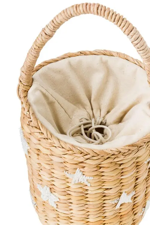 Пляжная сумка с вышивкой из бисера маленькая Соломенная Сумка ведро женские