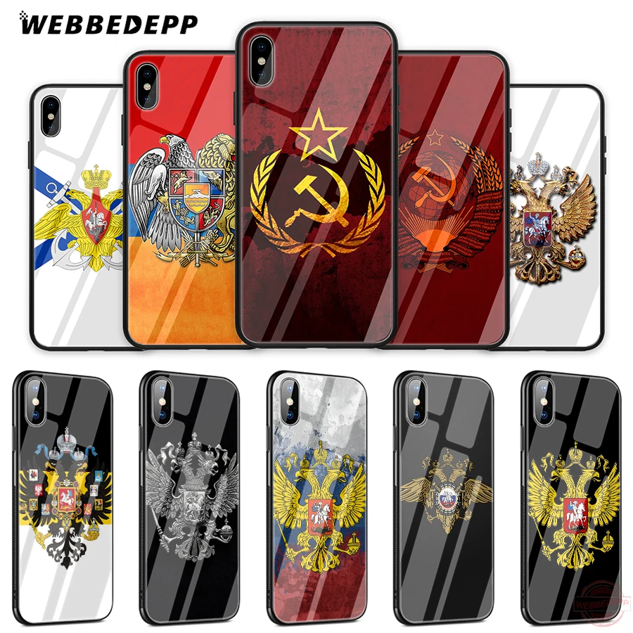 WEBBEDEPP арменский флаг России герб оружия чехол для телефона из закаленного стекла