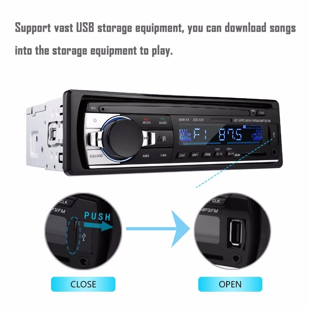 Автомобильная стереомагнитола Rhythm 1 din аудиоприемник Bluetooth In Dash FM Aux SD USB MP3 радио