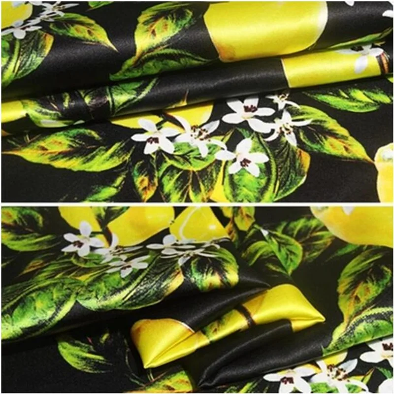Сицилийский лимон цифровой струйный цвет шелковая ткань лето|satin fabric|silk satin