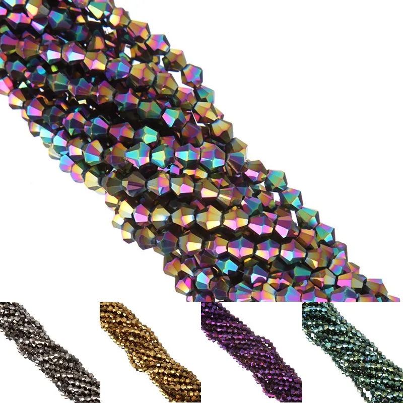Модные двухконусные бусины с гранями и стеклянными кристаллами 4 мм 110 шт. для