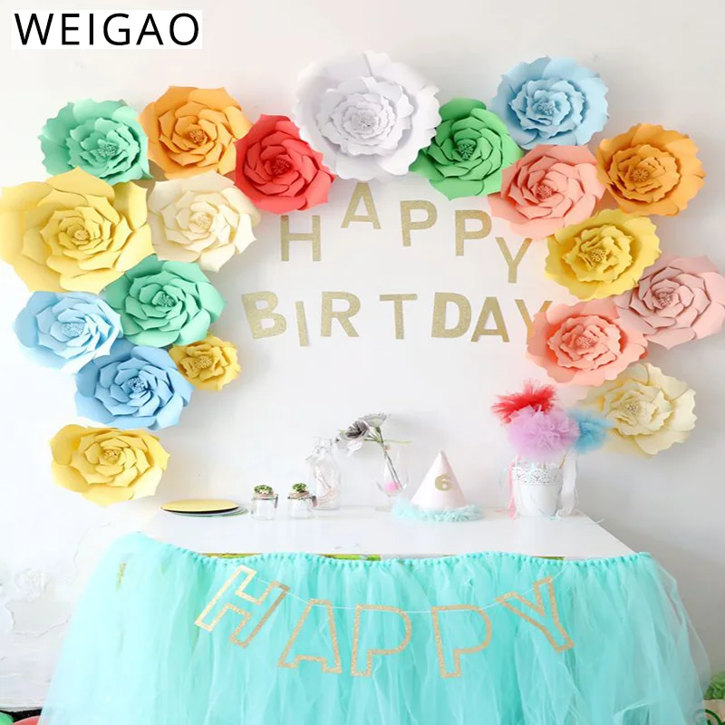 WEIGAO 20 Вт, 30 Вт, 40 см DIY гигантский Бумага цветы розы Искусственные цветы Свадебные украшения Арка с цветочным узором в виде кирпичной стены Baby Shower Декор