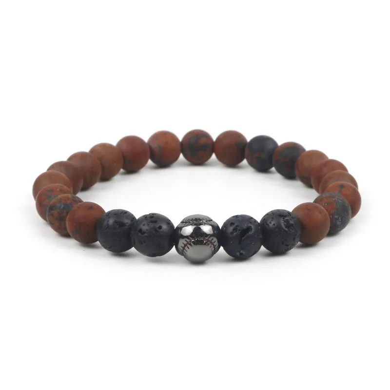 2019 8 мм матовый бейсбольный браслет из натурального камня мужской синего с венами