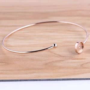 rose gold Onwear, 5 шт., розовое золото, браслет из нержавеющей стали, базовые заготовки, 8 мм, кабошон, браслет, ободок, настройки, сделай сам, браслеты, принадлежности для изготовления - Цвет: rose gold
