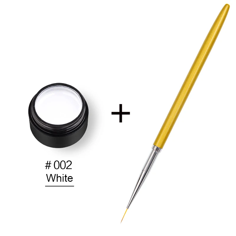 white (with brush) Гель-лак для ногтей, 8 мл, черный, золотой, серебряный, креативный рисунок проволоки, рисунок паука, Гель-лак для рисования, лак для ногтей - Цвет: white (with brush)