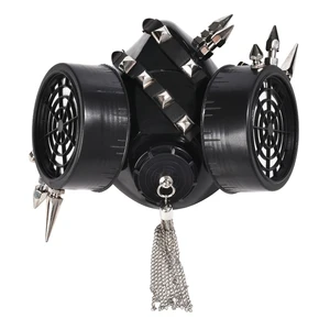 Пара панк Маскарад шпильки маска мяч Половина лица мужчины панк цепочка с заклепками маски с кисточками костюм Хэллоуин вечерние бутафорская маска