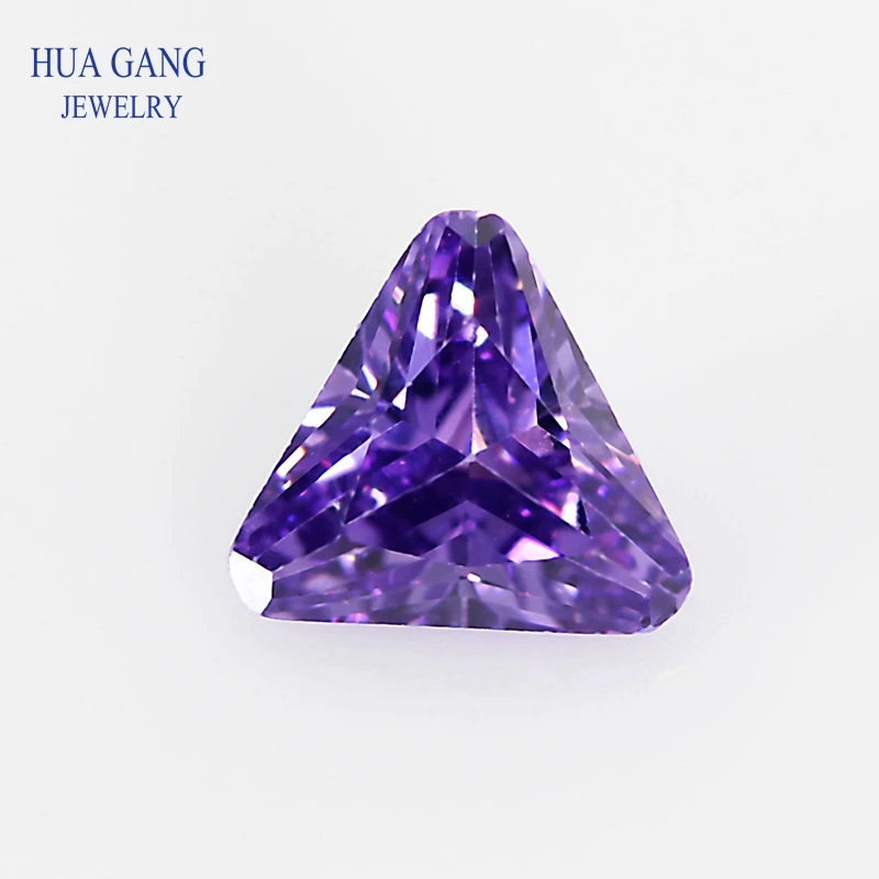 

5A Purple Triangle Cut Corner Shape Cubic Zirconia Brilliant Cut Loose CZ Stone Synthetic Gems Beads For Jewelry 3x3-10x10mm