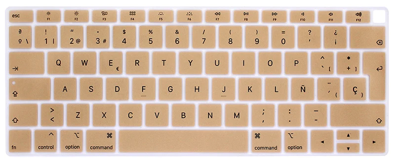 Золотой Испанский Чили чехол для клавиатуры ноутбука для macbook air 13 A1932 ЕС крышка клавиатуры цветная защитная пленка дисплей испанский язык - Цвет: Золотой