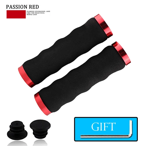 Red Bike Grips VICTGOAL велосипедные рукоятки противоскользящие губчатые велосипедные ручки с замочком отскок руль рукоятка Концевая заглушка 22 мм MTB велосипедные аксессуары - Цвет: Red Bike Grips