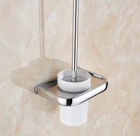 wall mounted polished chrome brass bathroom toilet brush holder set bathroom accessory single ceramic cup mba835