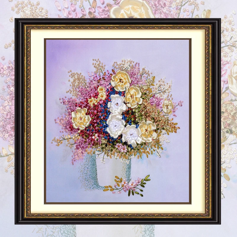 Сделай Сам лента вышивка с цветочным рисунком Цвет принтом из плотной ткани