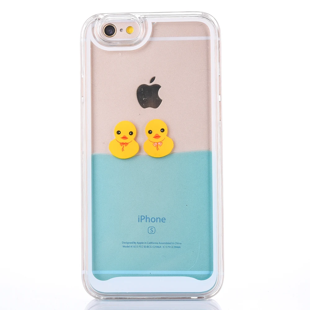 Для iPhone 6 Чехол 3D прозрачная струящаяся жидкость для плавания желтая утка задняя