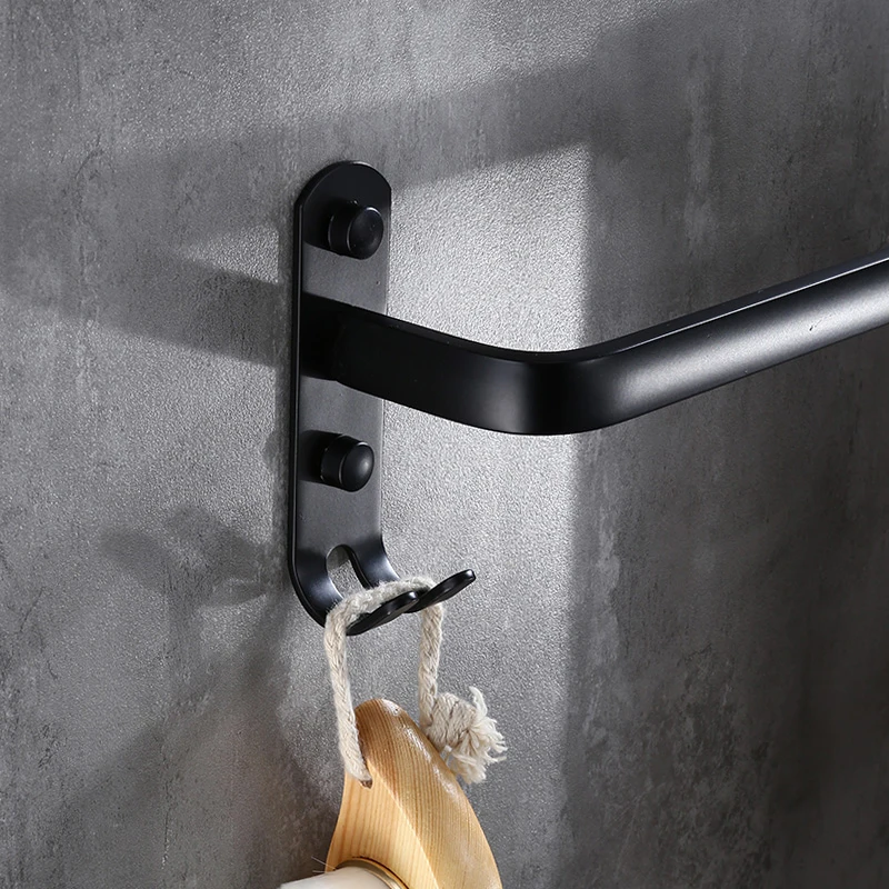 Черная одноместная банная вешалка для полотенец держатель Полка из твердого
