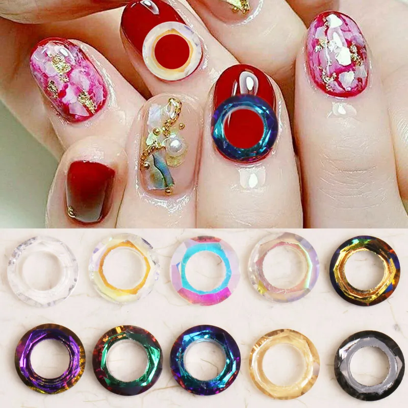 

2018 New Angel Ring 10mm Nail Art Rhinestones Round Flatback Crystal Glass Angel Ring Circle Non Hotfix Rhinestones For Clothing