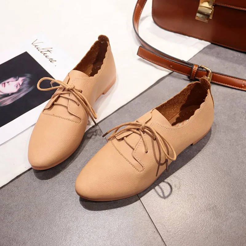 2019 Новое поступление женские туфли на плоской подошве со шнуровкой сезон лето