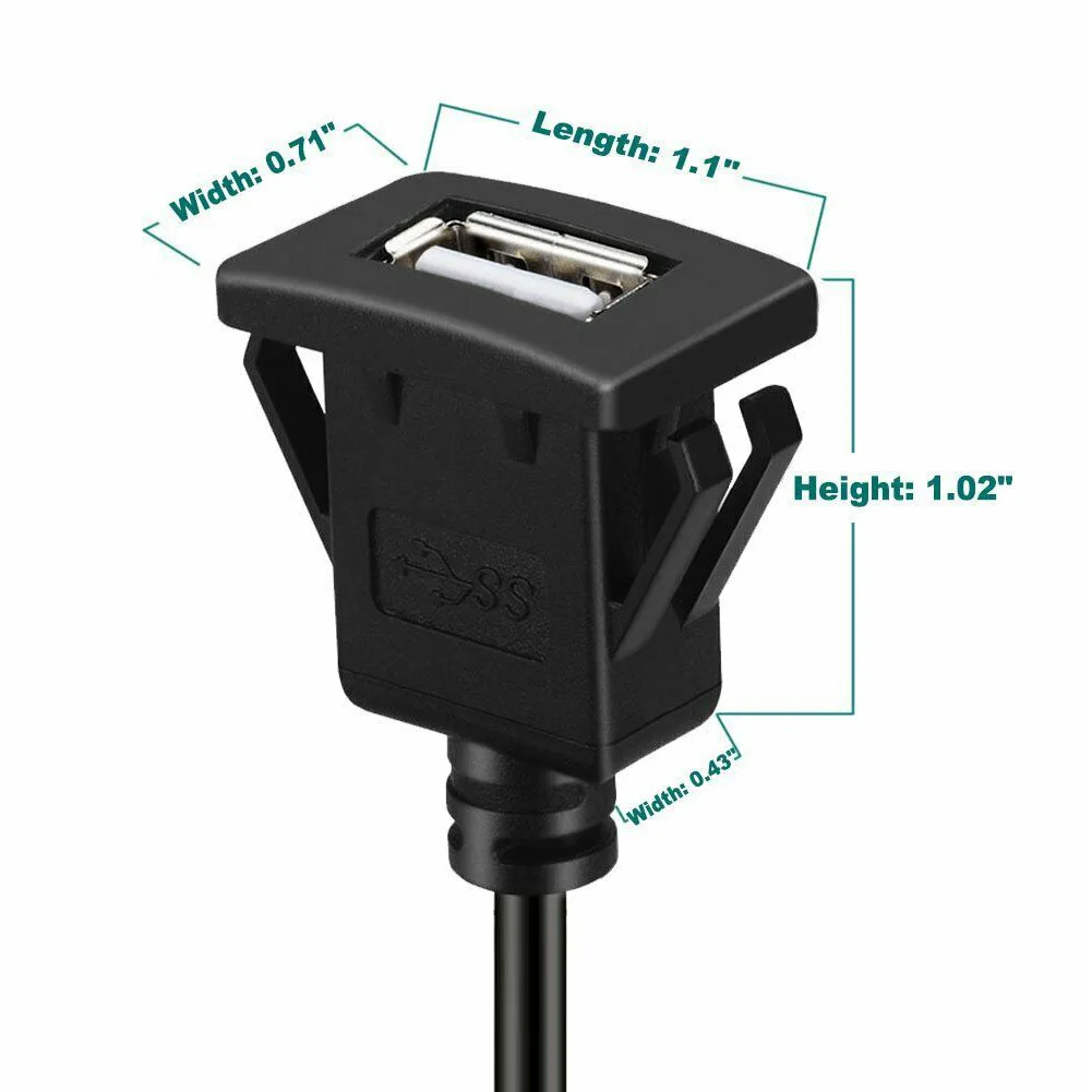 USB интерфейс кабель адаптер передачи данных приборной панели заподлицо автомобиля прочный линии зарядки высокая скорость черный удлинитель для VIGO