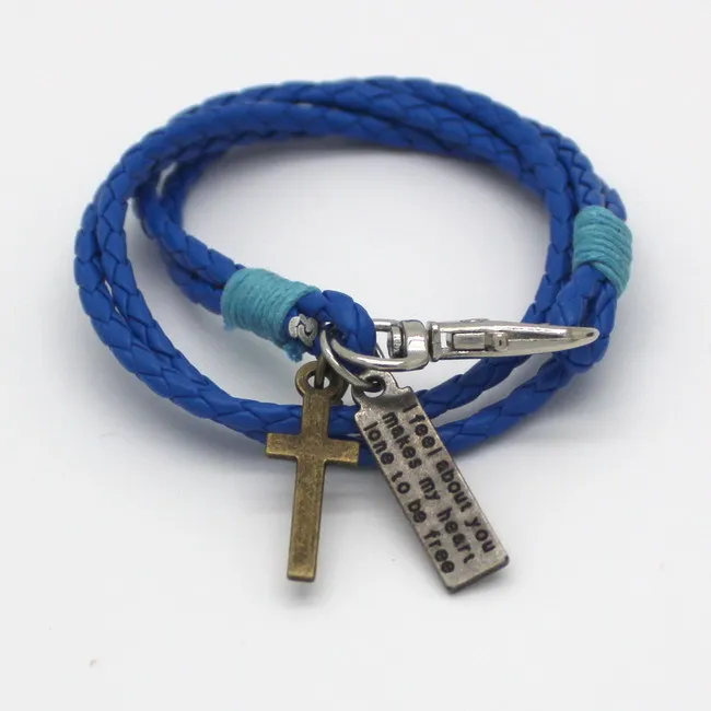 Мужской винтажный браслет из натуральной кожи с шармами 2015 | Украшения и